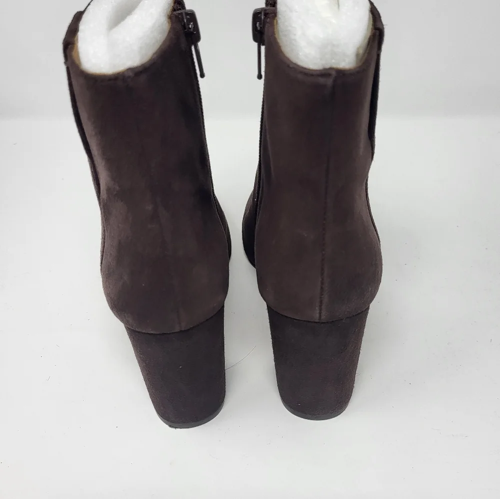 Nine West Women Size 7M Brown Leather Suede Heeled‎ Ankle Boot Booties Whynot